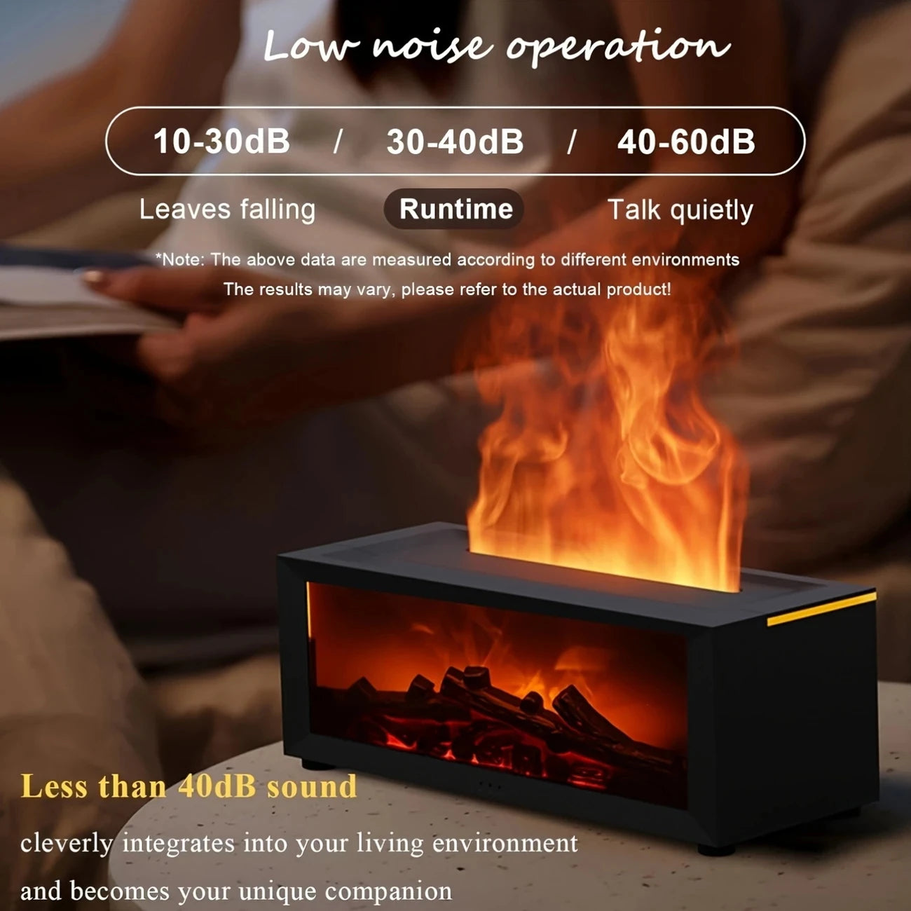 9.47Oz Fireplace Cool Mist Humidifier with Remote, Timer & 7-Color LED Lights, Usb-Powered Essential Oil Diffuser, Includes 2 Es