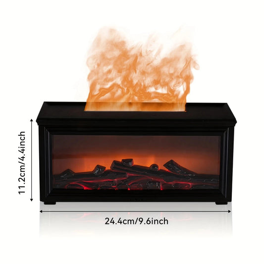 9.47Oz Fireplace Cool Mist Humidifier with Remote, Timer & 7-Color LED Lights, Usb-Powered Essential Oil Diffuser, Includes 2 Es