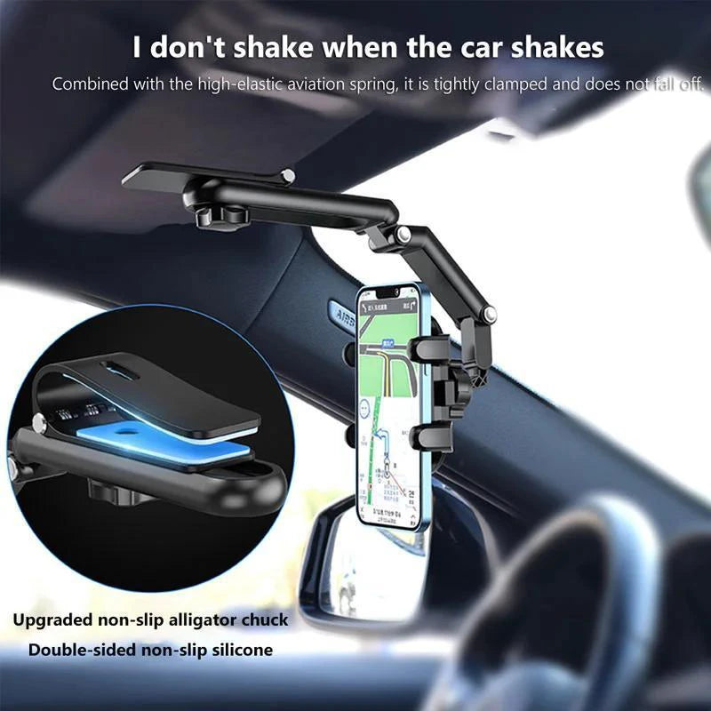 Introducing the 1080° Multi-Function Sun Visor Phone Holder: A Universal Solution with 360° Rotating Capability for All Your In-Car Needs